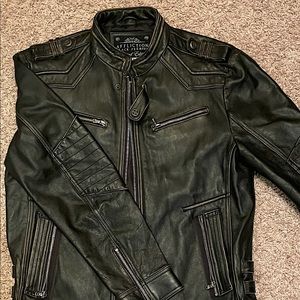 Mens Affliction Authentic Leather Jacket Lg